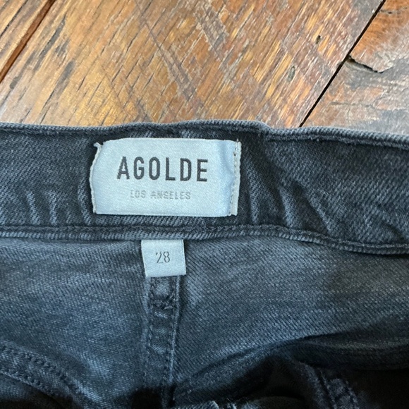 AGOLDE Riley High Rise Straight Crop Jeans in Panoramic Black Wash Women’s Sz 28 - Picture 10 of 13